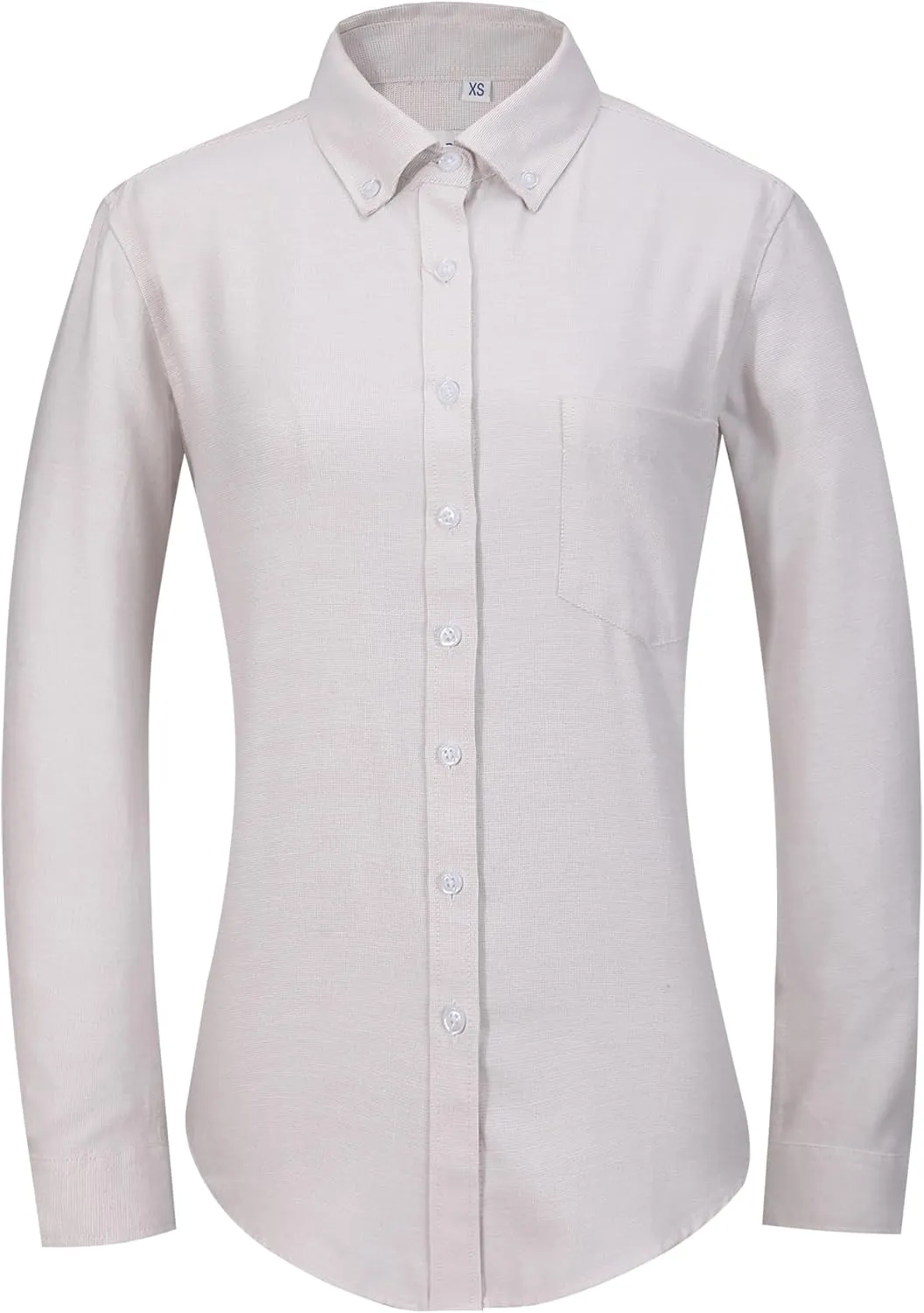 Button Up Shirt Women Long Sleeve Oxford Shirt Classic-Fit Cotton Work Blouse Wrinkle Resistant