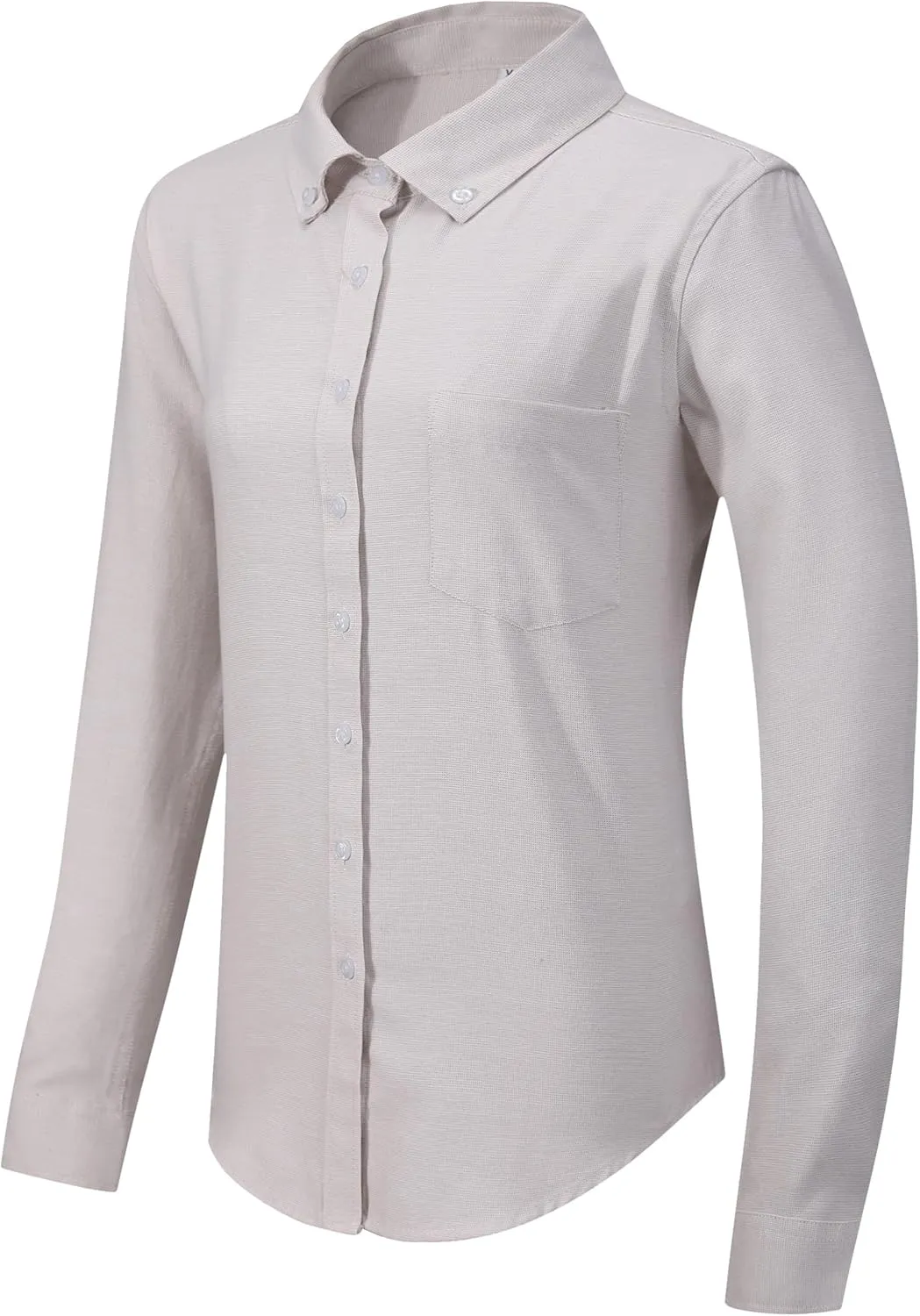 Button Up Shirt Women Long Sleeve Oxford Shirt Classic-Fit Cotton Work Blouse Wrinkle Resistant