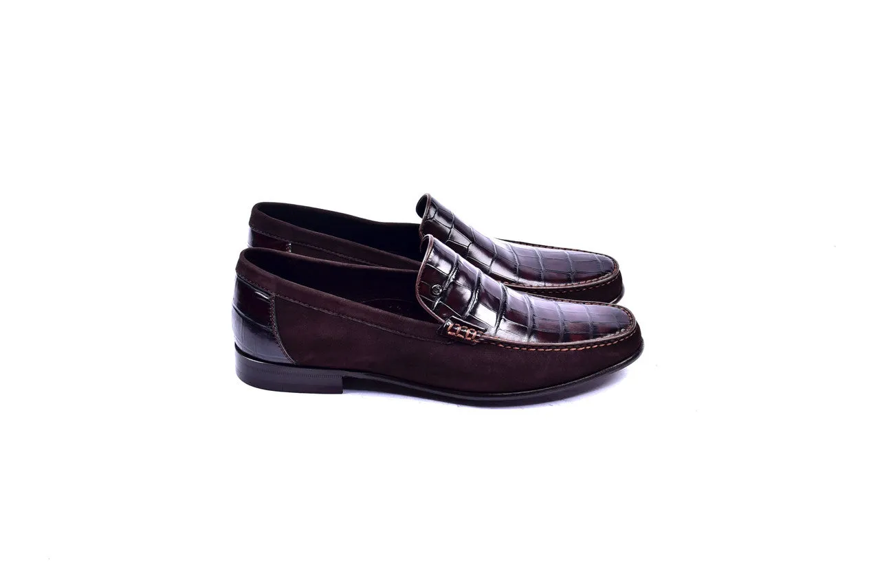 C0014055-3898C Suede and Croco Print Vamp-Brown