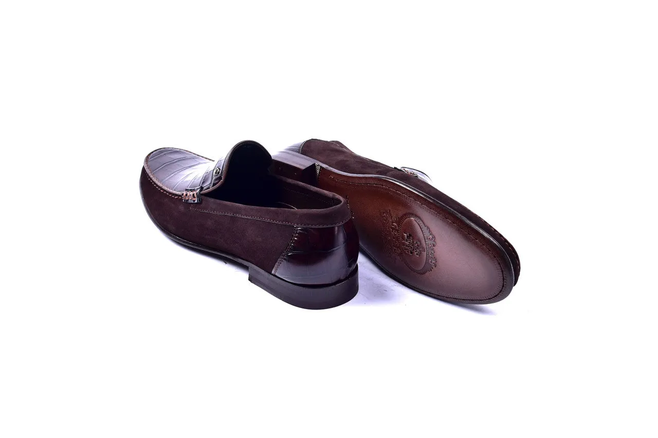 C0014055-3898C Suede and Croco Print Vamp-Brown