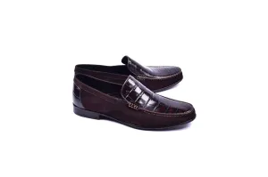 C0014055-3898C Suede and Croco Print Vamp-Brown