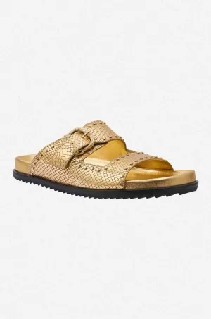 Camilla - Alisa Snake Buckle Sandal in Gold