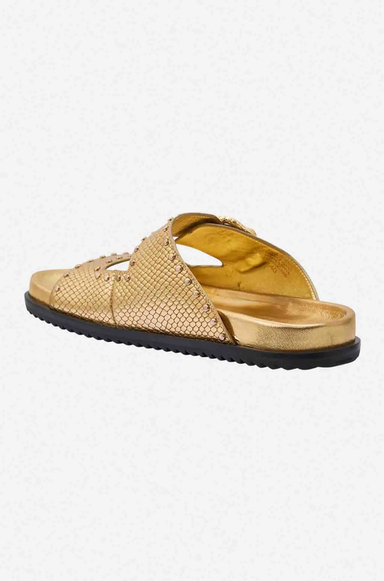Camilla - Alisa Snake Buckle Sandal in Gold
