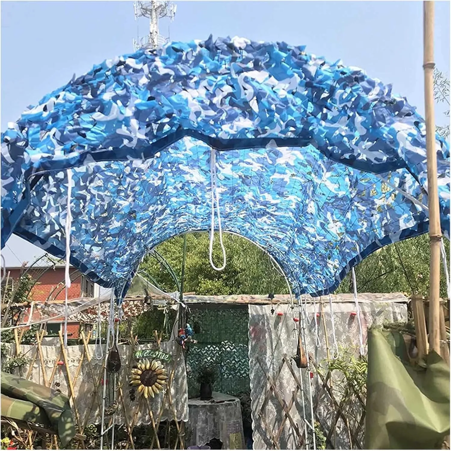 Camo Shade Netting Sunblock, Military Reinforced Camouflage Netting, for Patio, Pergola, Decoration, Uv Protection, 2/4/6/8m Outdoor Hunting Camouflage Net Cover,5x10m(16.4 * 32.8ft)