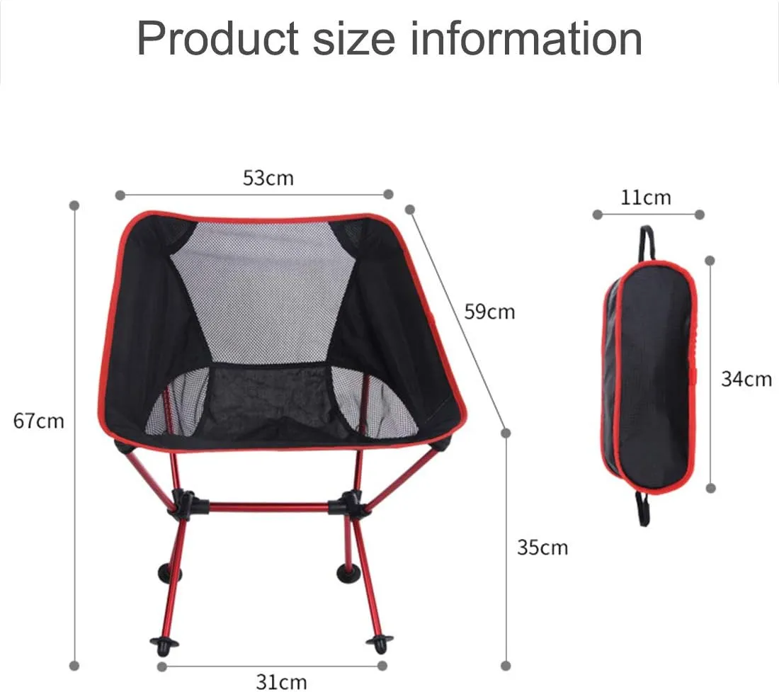 Camping Accessory Outdoor Portable Folding Camping Chair Light Fishing Beach Chair Aviation Aluminum Alloy Backrest Recliner (Color : Red)