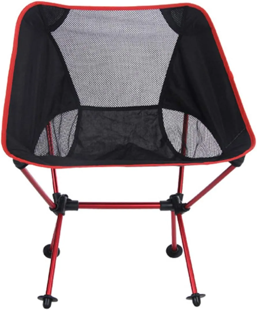 Camping Accessory Outdoor Portable Folding Camping Chair Light Fishing Beach Chair Aviation Aluminum Alloy Backrest Recliner (Color : Red)