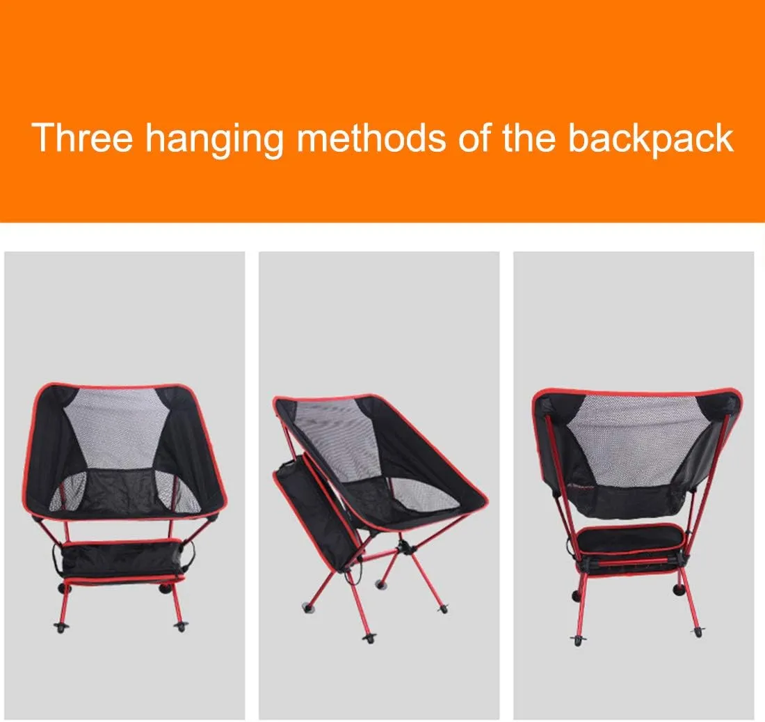 Camping Accessory Outdoor Portable Folding Camping Chair Light Fishing Beach Chair Aviation Aluminum Alloy Backrest Recliner (Color : Red)