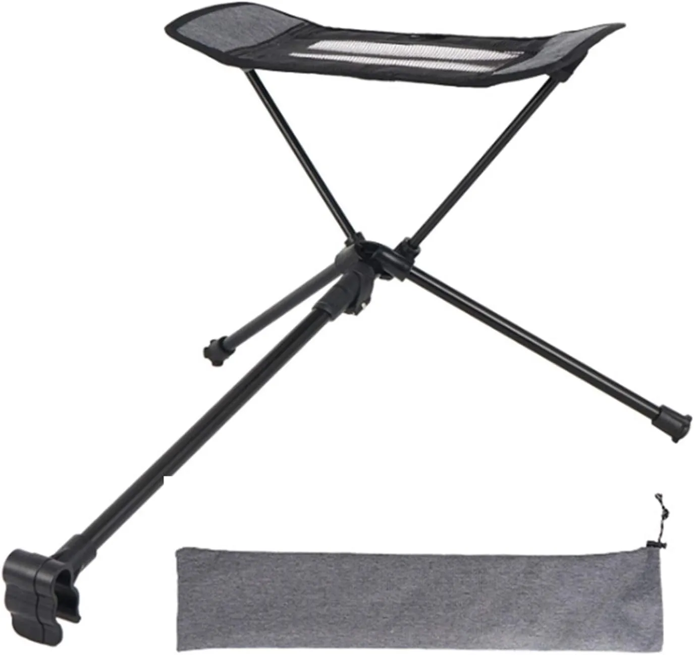 Camping Folding Chair Outdoor Folding Footstool Portable Recliner Footstool with Long Legs Can Be Used with Folding Chair (Color : Black)