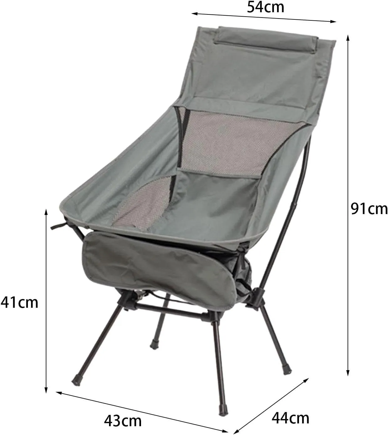 Camping Swing Chair, Compact High Back Furniture, Portable Chair, Telescopic Seat for Travel Hiking, Grey