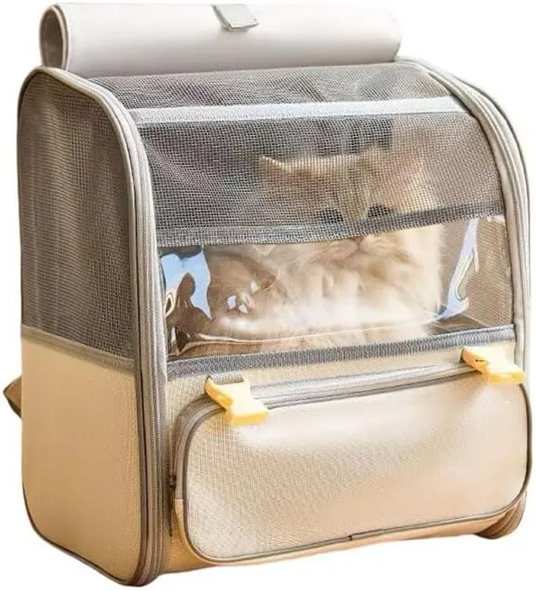 Car Cat Carrier for Hyundai i20 Active 2016-2020, Pet Carrier Travel Bag for Small Medium Cats with Mesh Ventilation, Breathable Foldable for Airplane, Car, Vet Visits,Grey