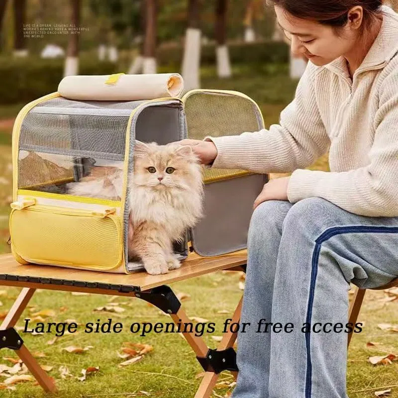 Car Cat Carrier for Mercedes-Benz, Pet Carrier Travel Bag for Small Medium Cats with Mesh Ventilation, Breathable Foldable for Airplane, Car, Vet Visits,Grey