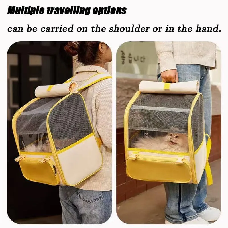 Car Cat Carrier for Toyota Proace City sWB 2020-2024, Pet Carrier Travel Bag for Small Medium Cats with Mesh Ventilation, Breathable Foldable for Airplane, Car, Vet Visits,Yellow
