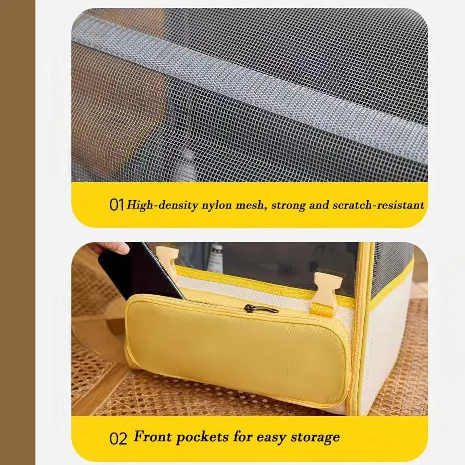 Car Cat Carrier for Toyota Proace City sWB 2020-2024, Pet Carrier Travel Bag for Small Medium Cats with Mesh Ventilation, Breathable Foldable for Airplane, Car, Vet Visits,Yellow