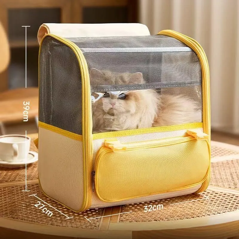 Car Cat Carrier for Toyota Proace City sWB 2020-2024, Pet Carrier Travel Bag for Small Medium Cats with Mesh Ventilation, Breathable Foldable for Airplane, Car, Vet Visits,Yellow