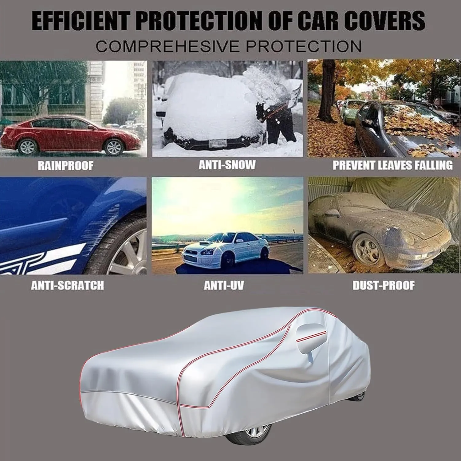 Car Cover Outdoor for DeTomaso Pantera 1985-1991,Thick Oxford Cloth Car Covers Anti-Hail Scratch Waterproof and Breathable,Car Tarpaulin with Side Zippers and Reflective Strips