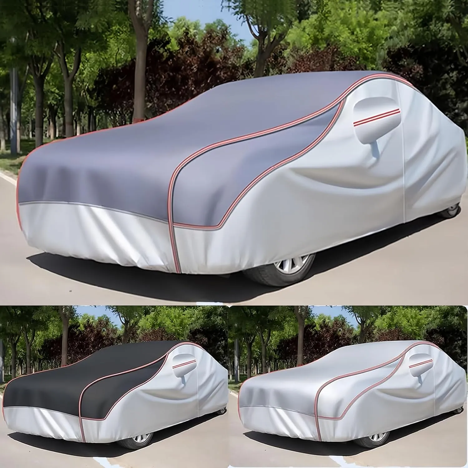 Car Cover Outdoor for DeTomaso Pantera 1985-1991,Thick Oxford Cloth Car Covers Anti-Hail Scratch Waterproof and Breathable,Car Tarpaulin with Side Zippers and Reflective Strips