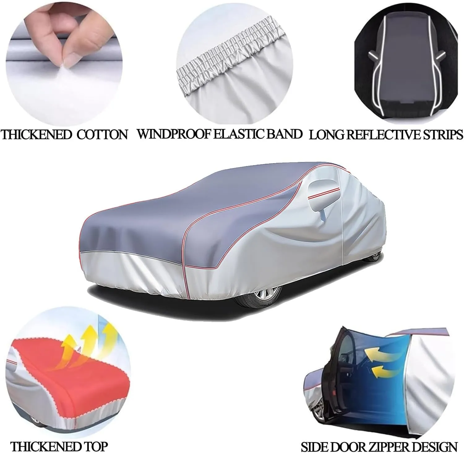 Car Cover Outdoor for DeTomaso Pantera 1985-1991,Thick Oxford Cloth Car Covers Anti-Hail Scratch Waterproof and Breathable,Car Tarpaulin with Side Zippers and Reflective Strips