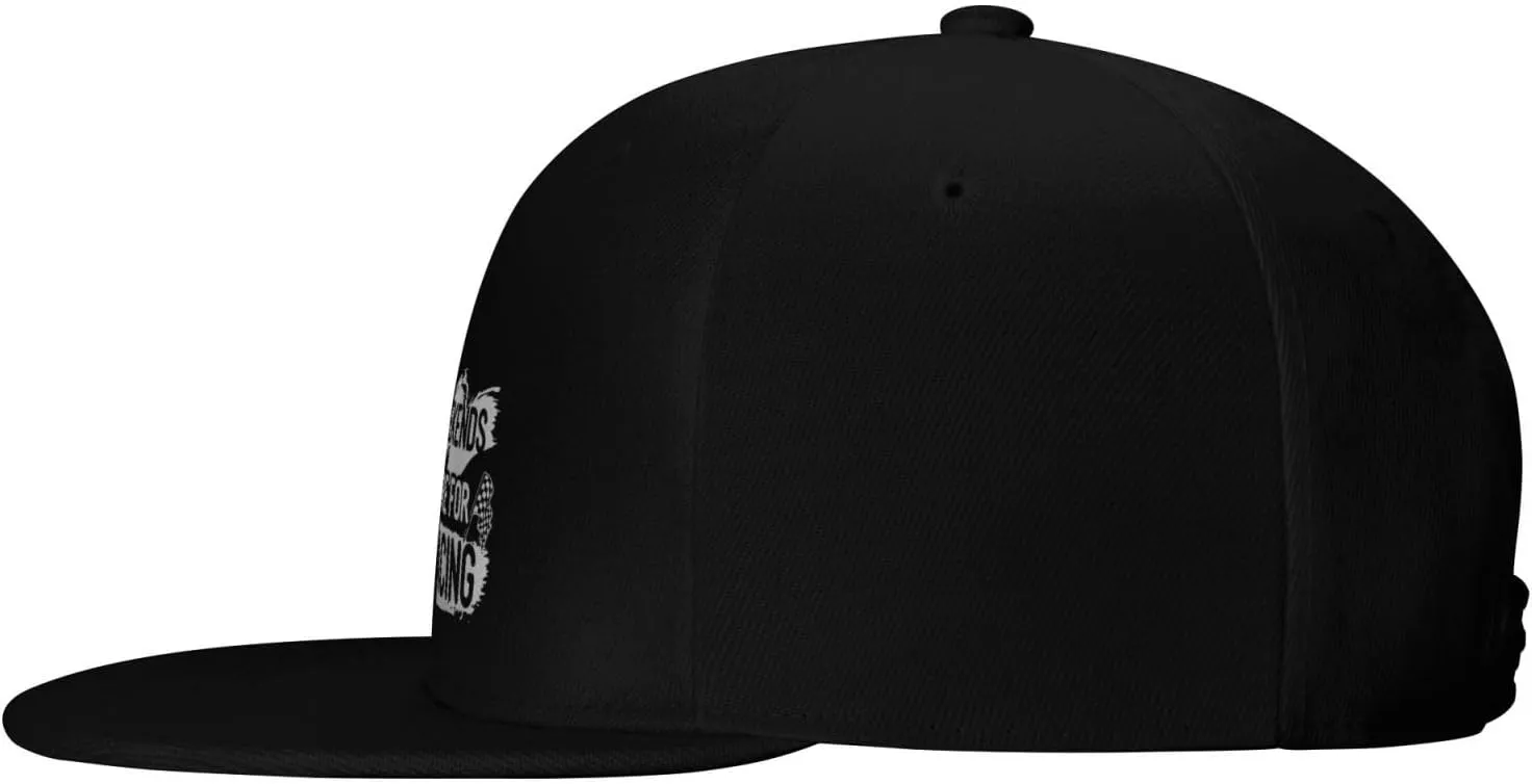 Car Race Bike Racing Racer Flat Brim Baseball Cap,Classic Snapback Hat Adjustable Trucker Hat for Men & Women,Black