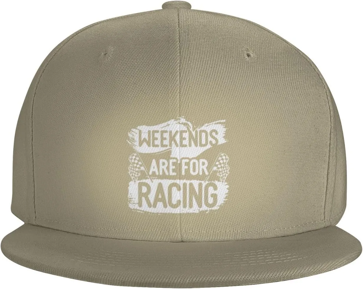 Car Race Bike Racing Racer Flat Brim Baseball Cap,Classic Snapback Hat Adjustable Trucker Hat for Men & Women,Black