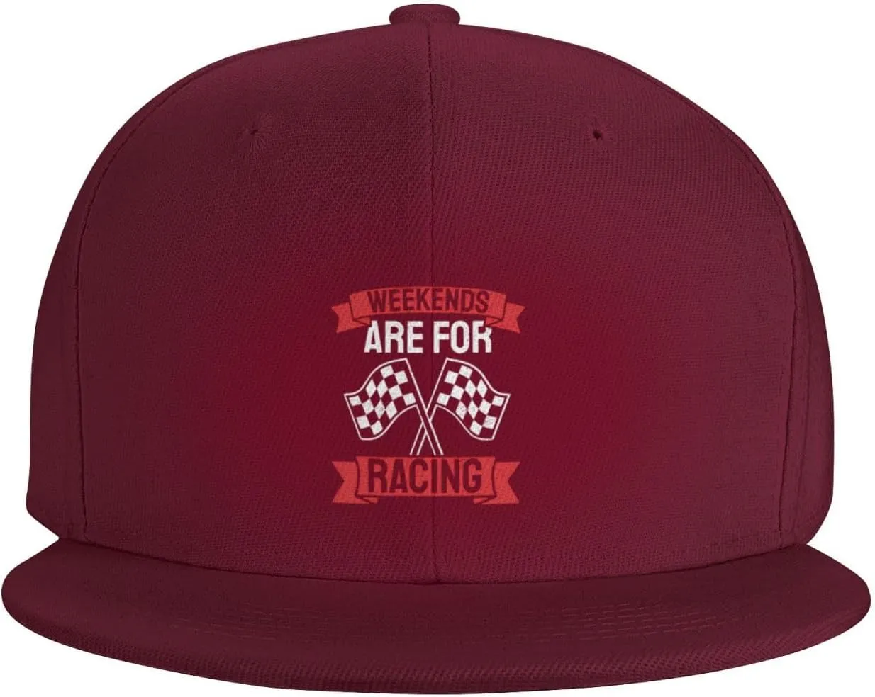 Car Race Bike Racing Racer Flat Brim Baseball Cap,Classic Snapback Hat Adjustable Trucker Hat for Men & Women,Black