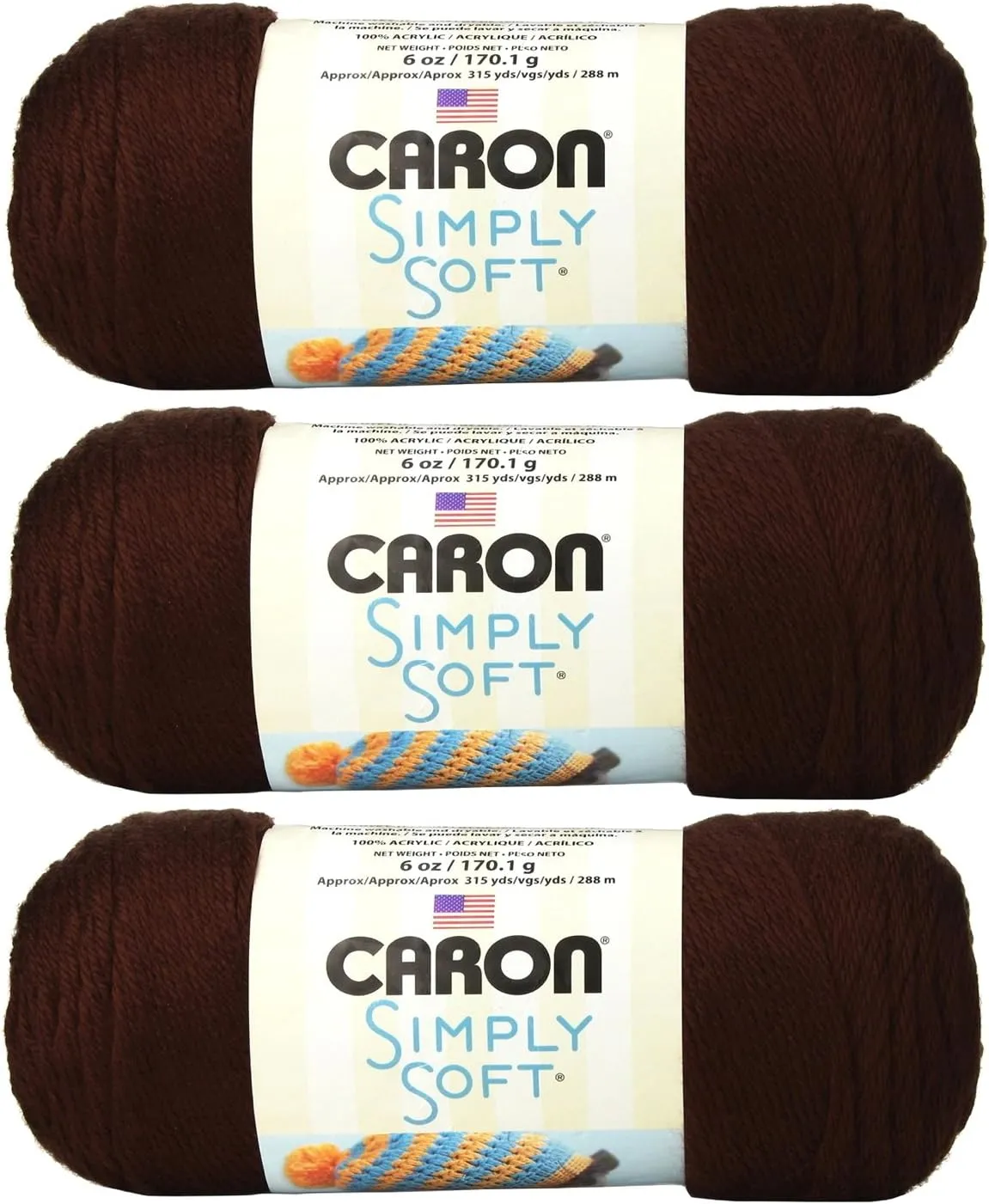 Caron - Simply Soft - Pack of 3 Solid Thread Balls 6 oz