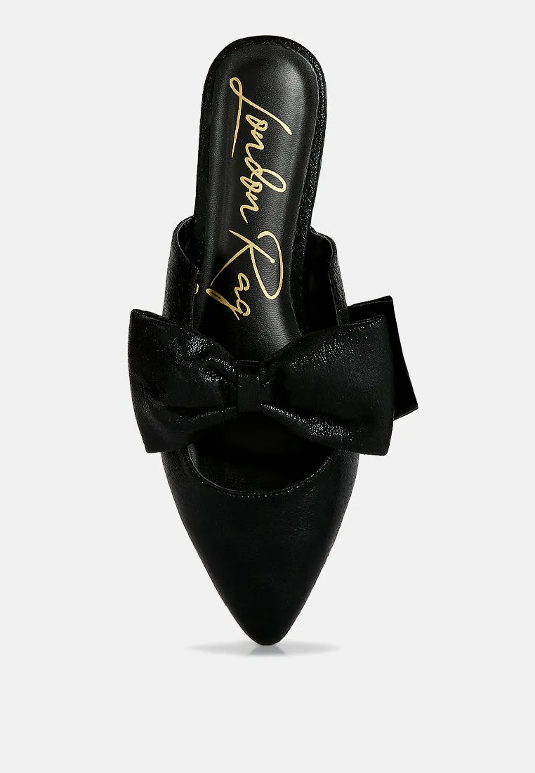 Casual Flats Mules With Bow Accents