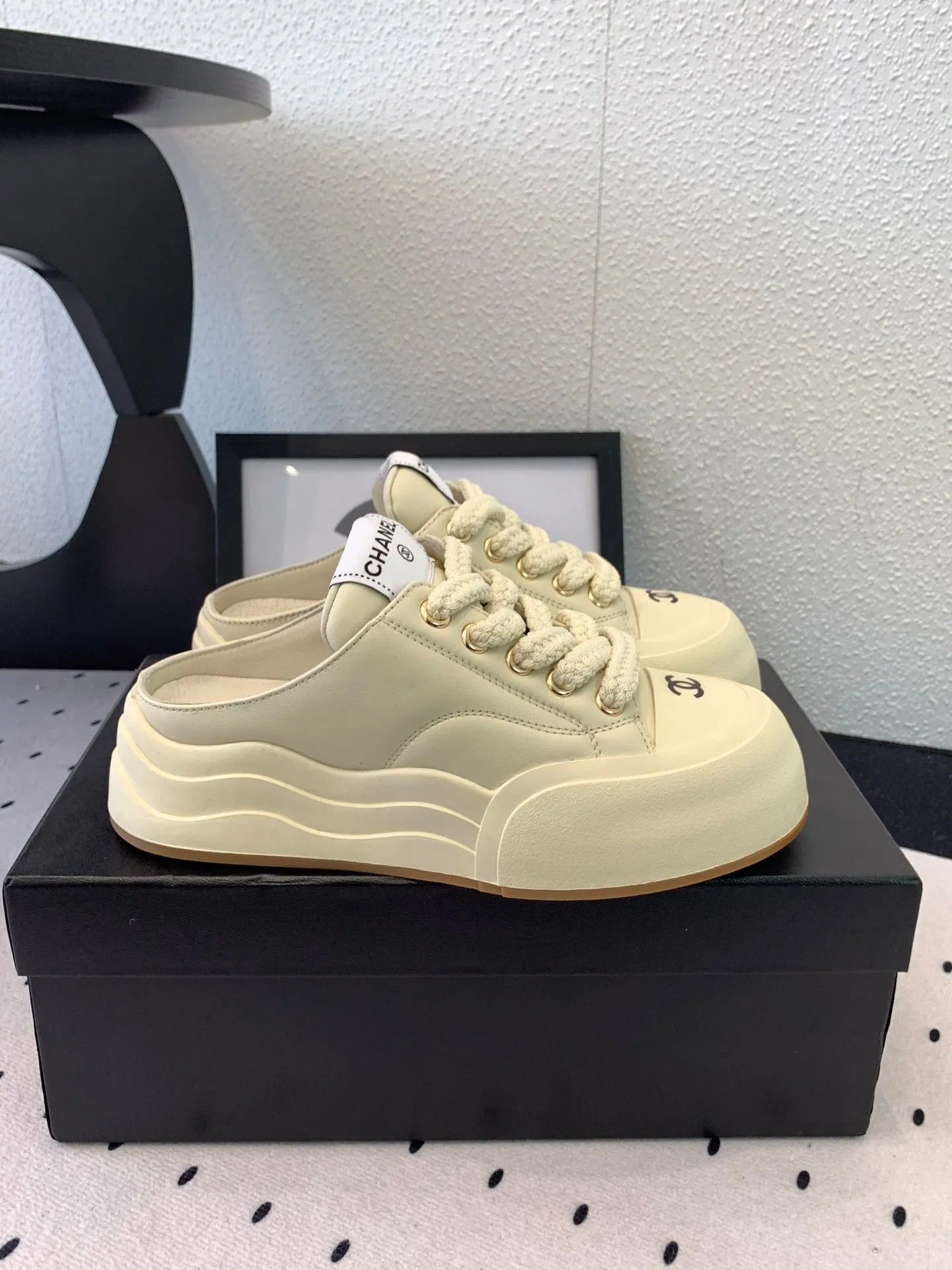 CC Mule Sneaker 50mm In Ivory White Cowhide 147069