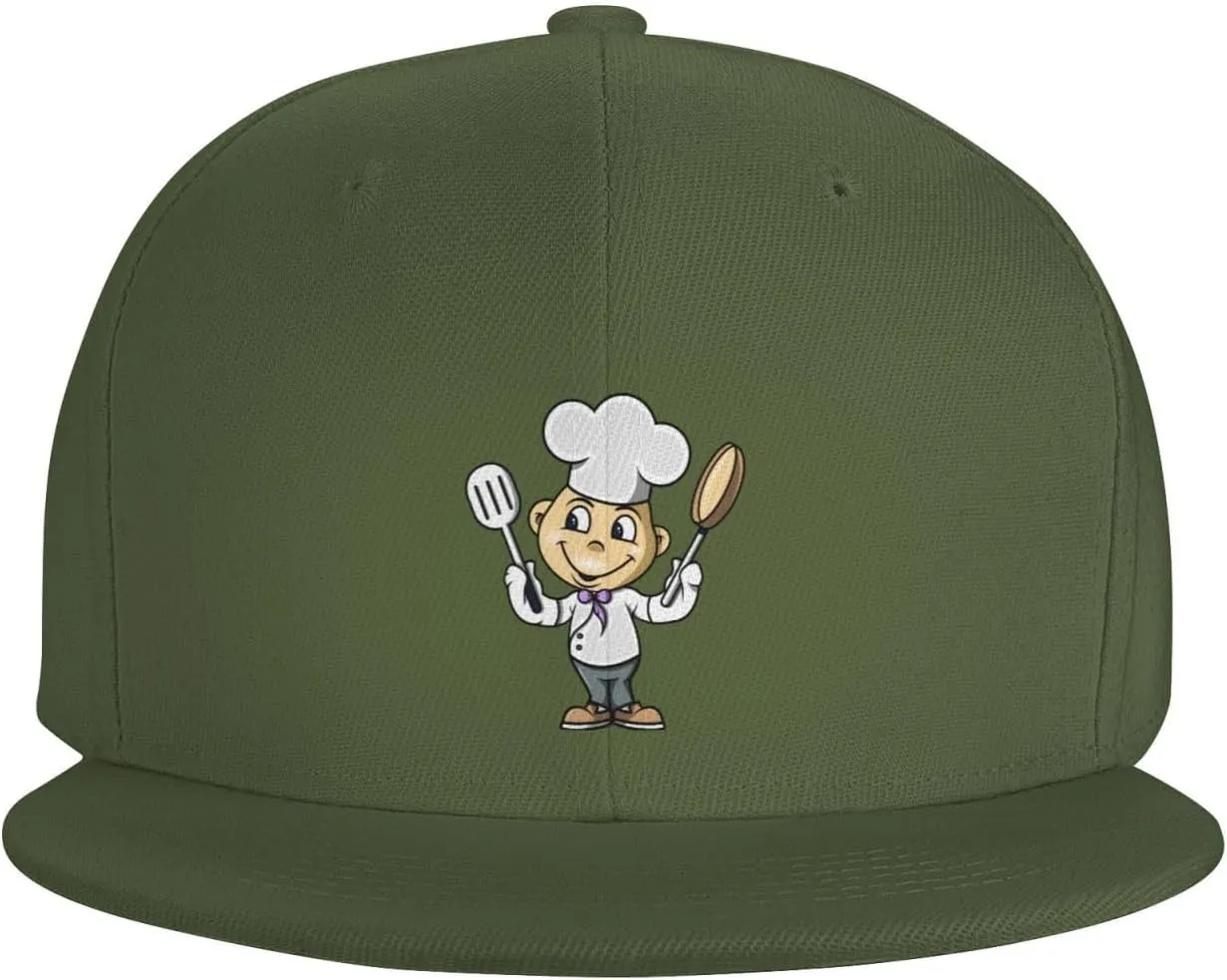 Chef with Spatula and Frying Pan Baseball Cap for Men Women Snapback Hat Trucker Flat Bill Caps Sun Hat