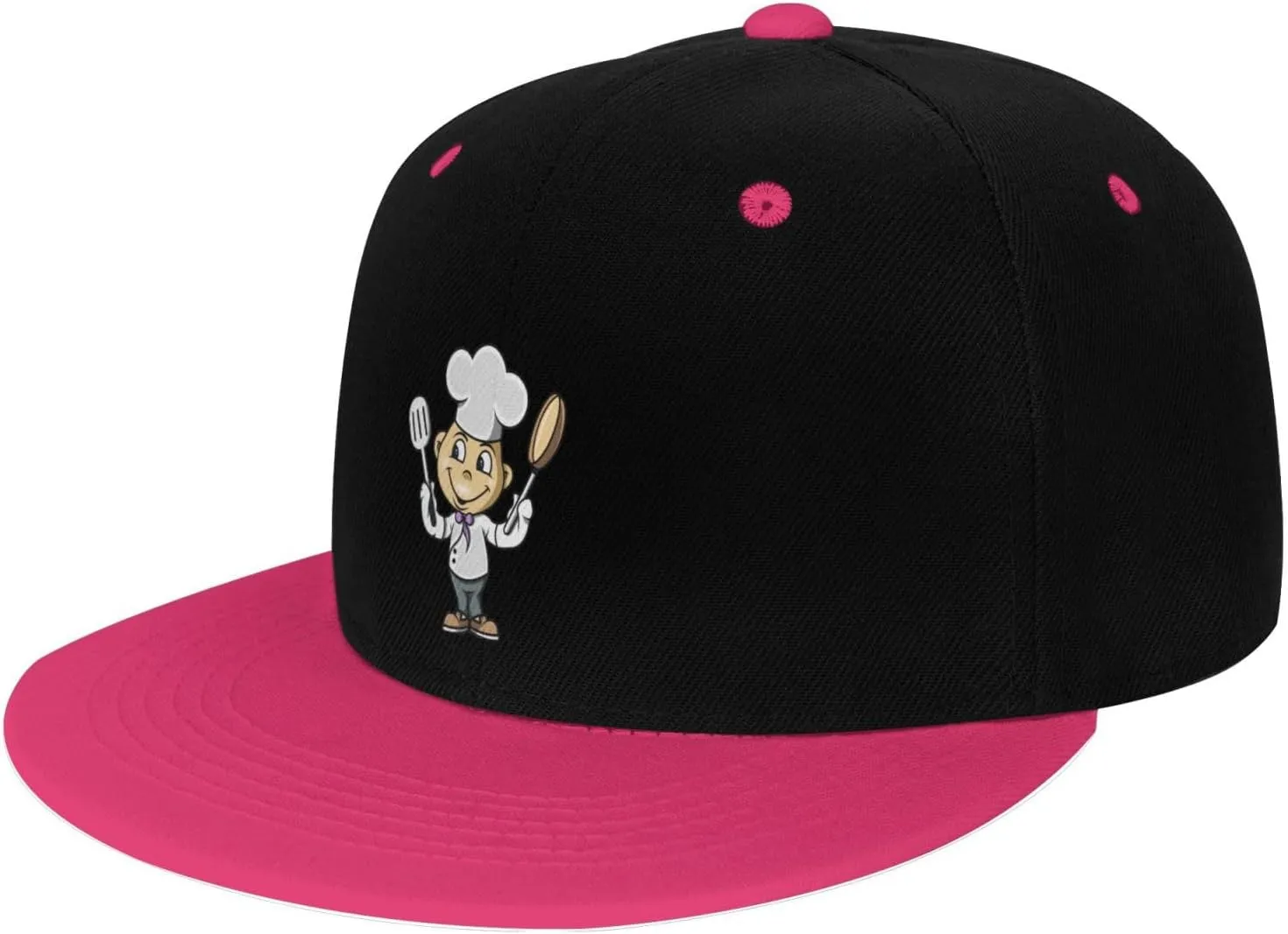 Chef with Spatula and Frying Pan Snapback Hat for Men Women Baseball Cap Trucker Flat Bill Hats Dad Caps