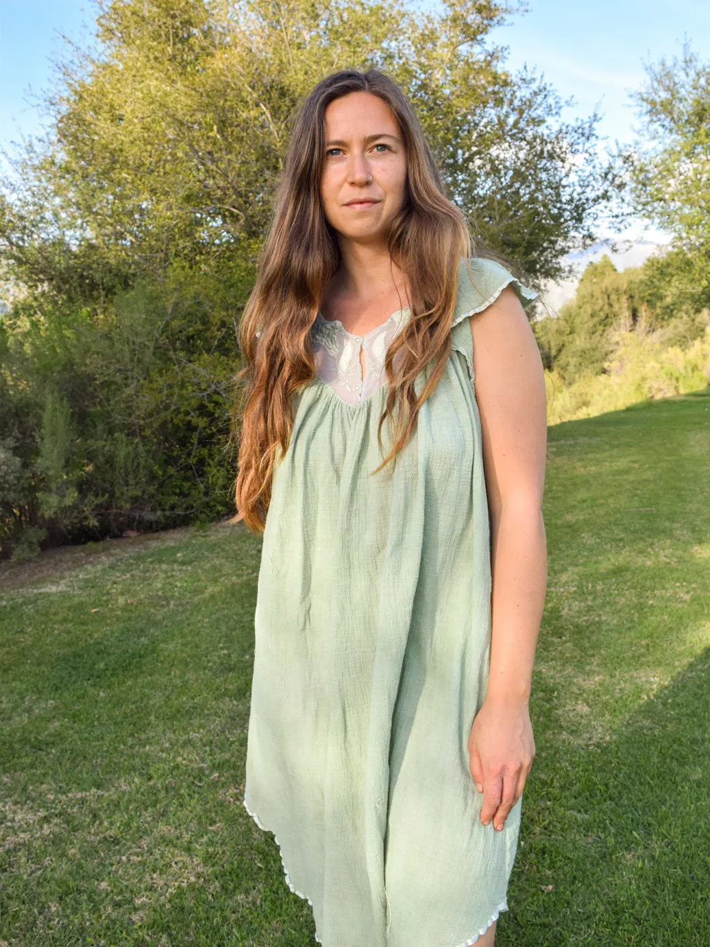 Chlorophyllin Soft Gauze Midi Dress