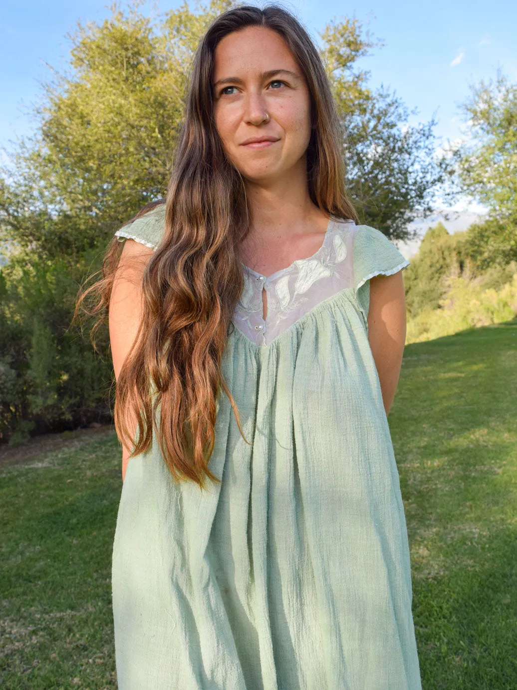 Chlorophyllin Soft Gauze Midi Dress