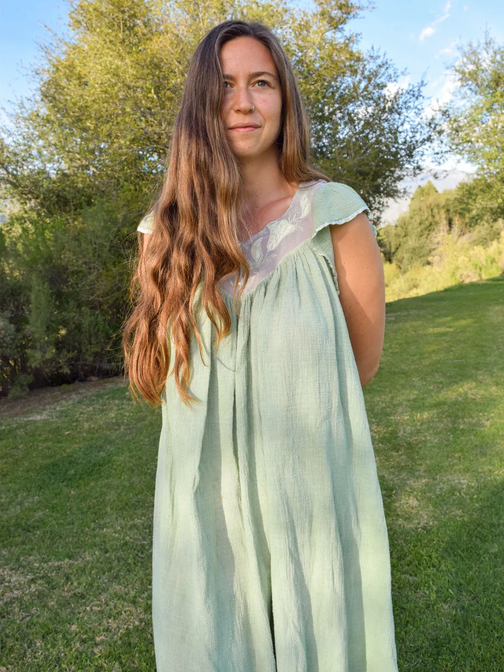 Chlorophyllin Soft Gauze Midi Dress