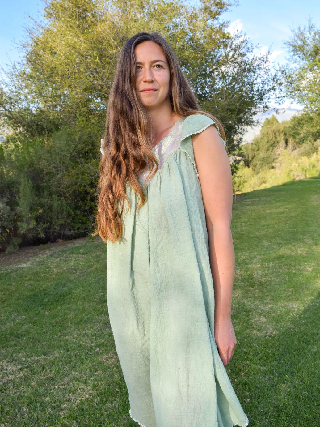 Chlorophyllin Soft Gauze Midi Dress