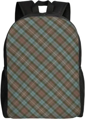 Clan Fraser Hunting Tartan Weathered - Rotated Minimalist Laptop Backpack – Waterproof Business Travel Bag, Breathable Design, Modern Work & Leisure