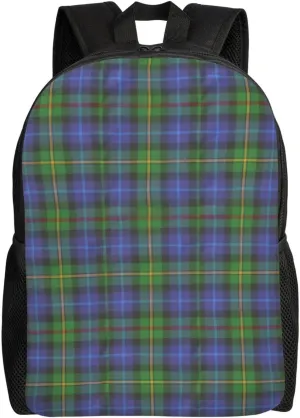 Clan Scottish Tartan Plaid Pattern Minimalist Laptop Backpack – Waterproof Business Travel Bag, Breathable Design, Modern Work & Leisure