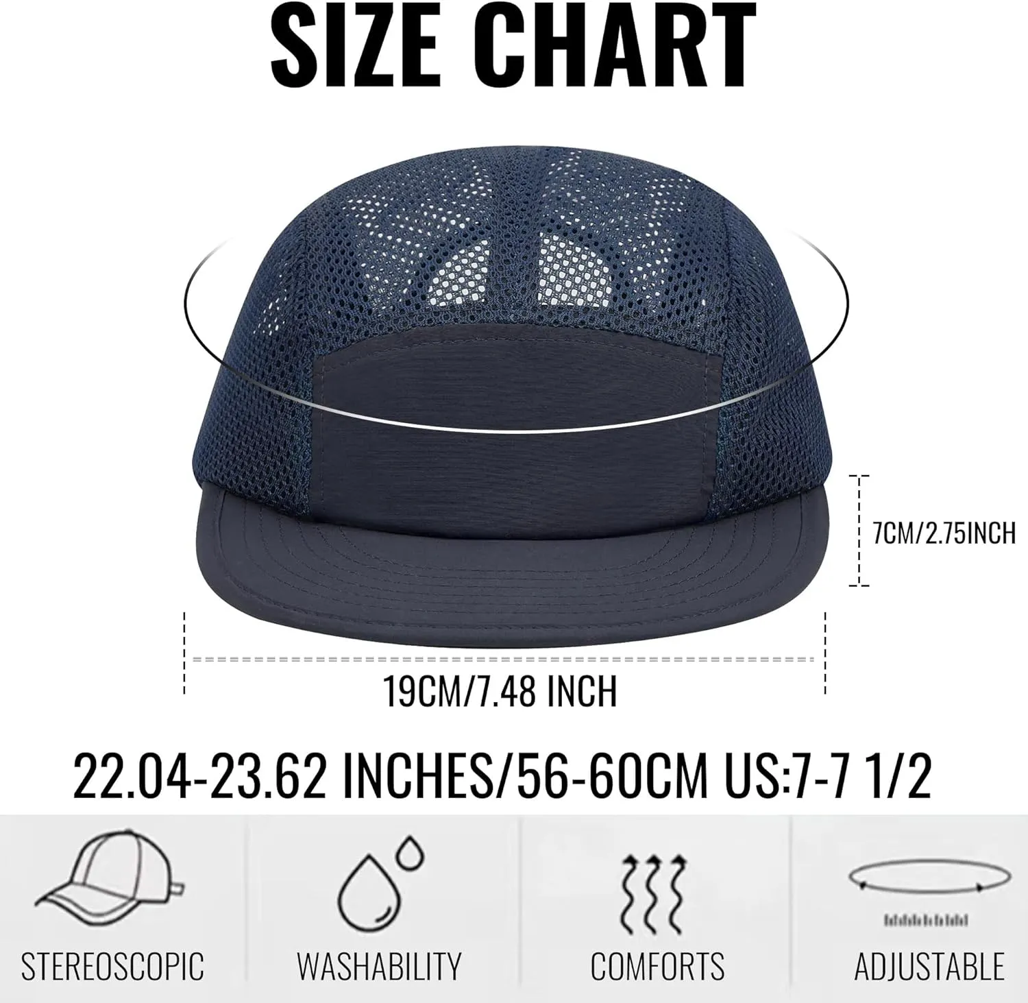 CLAPE Mesh Flat Brim Ball Cap Trucker 5-Panel Hat Quick Dry Baseball Cap Sports Running Hat Snapback Workout Dad Hats