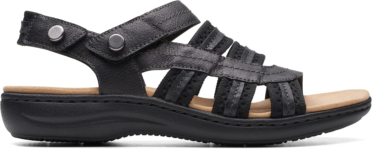 Clarks Women's Laurieann Erin Flat Sandal, Black Combi, 10