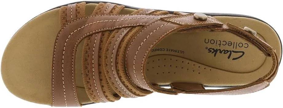 Clarks Women's Laurieann Erin Flat Sandal, Tan Combi, 12