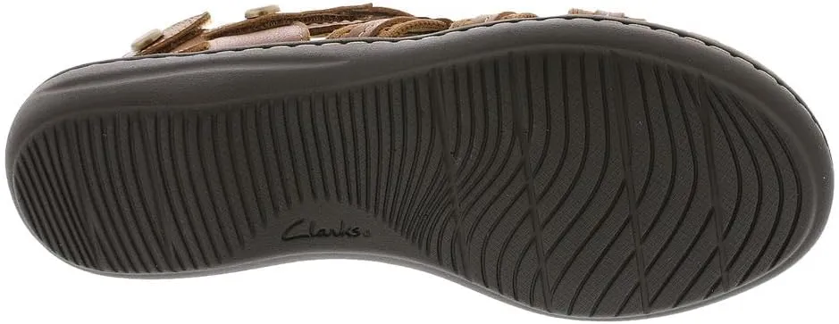 Clarks Women's Laurieann Erin Flat Sandal, Tan Combi, 12