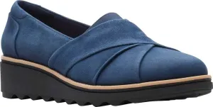 Clarks Women's Sharon Form Platform Loafer, Navy Suede, 9.5 W