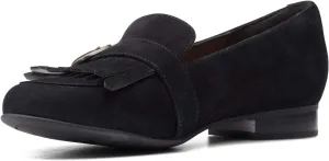 Clarks Women's Un Blush Fame Loafer Black Suede 8.5 M