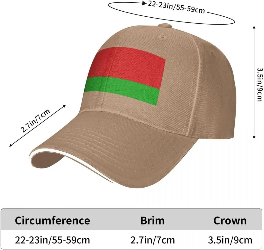 Classic Sandwich Baseball Cap-Belarus Flag Adjustable Unisex Sports Hat for Running Outdoor Four Seasons Comfortable