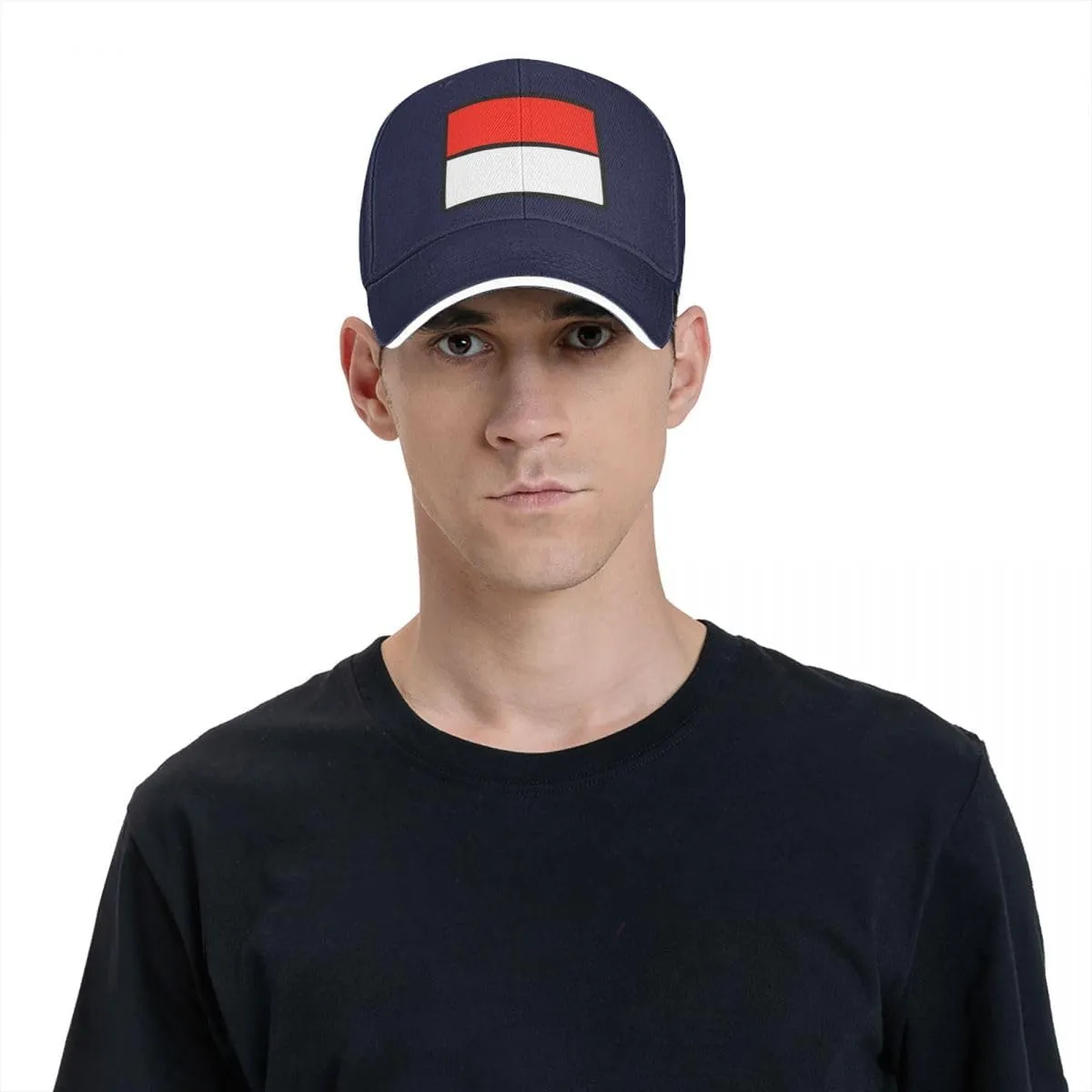 Classic Sandwich Baseball Cap-Indonesia Flag Flat Pattern Adjustable Unisex Sports Hat for Running Outdoor Four Seasons Comfo