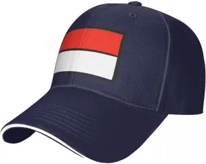 Classic Sandwich Baseball Cap-Indonesia Flag Flat Pattern Adjustable Unisex Sports Hat for Running Outdoor Four Seasons Comfo