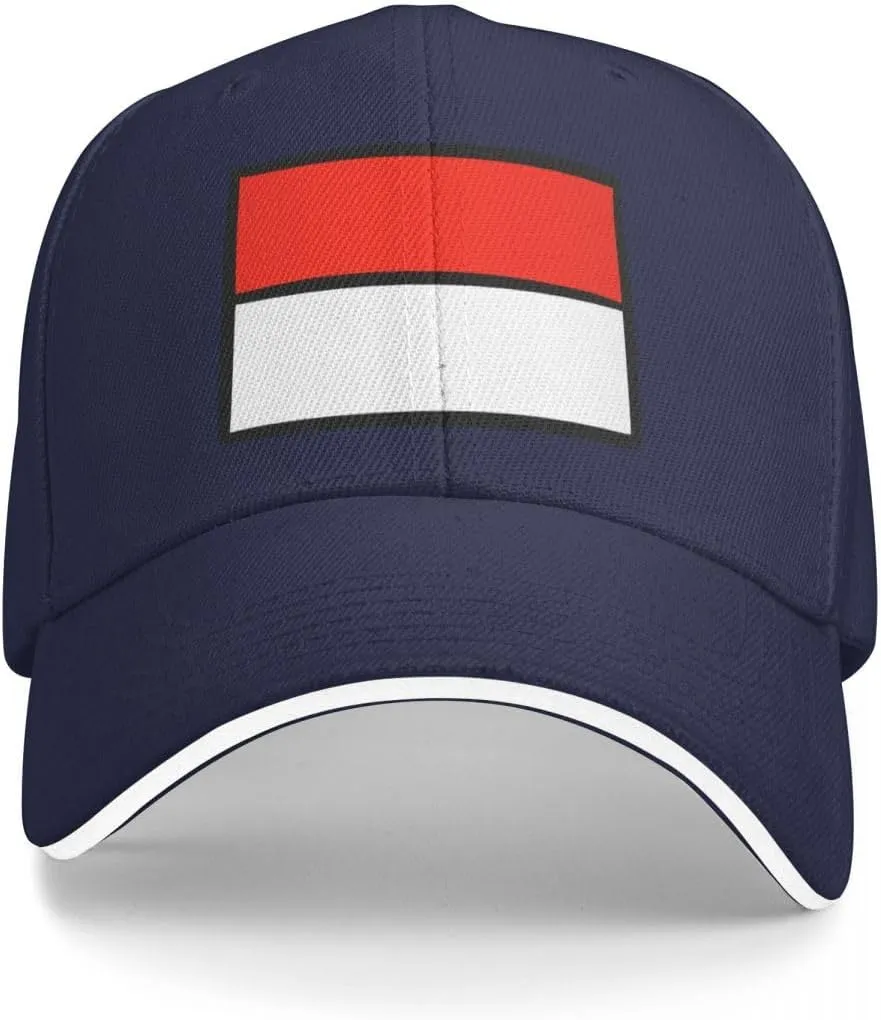 Classic Sandwich Baseball Cap-Indonesia Flag Flat Pattern Adjustable Unisex Sports Hat for Running Outdoor Four Seasons Comfo
