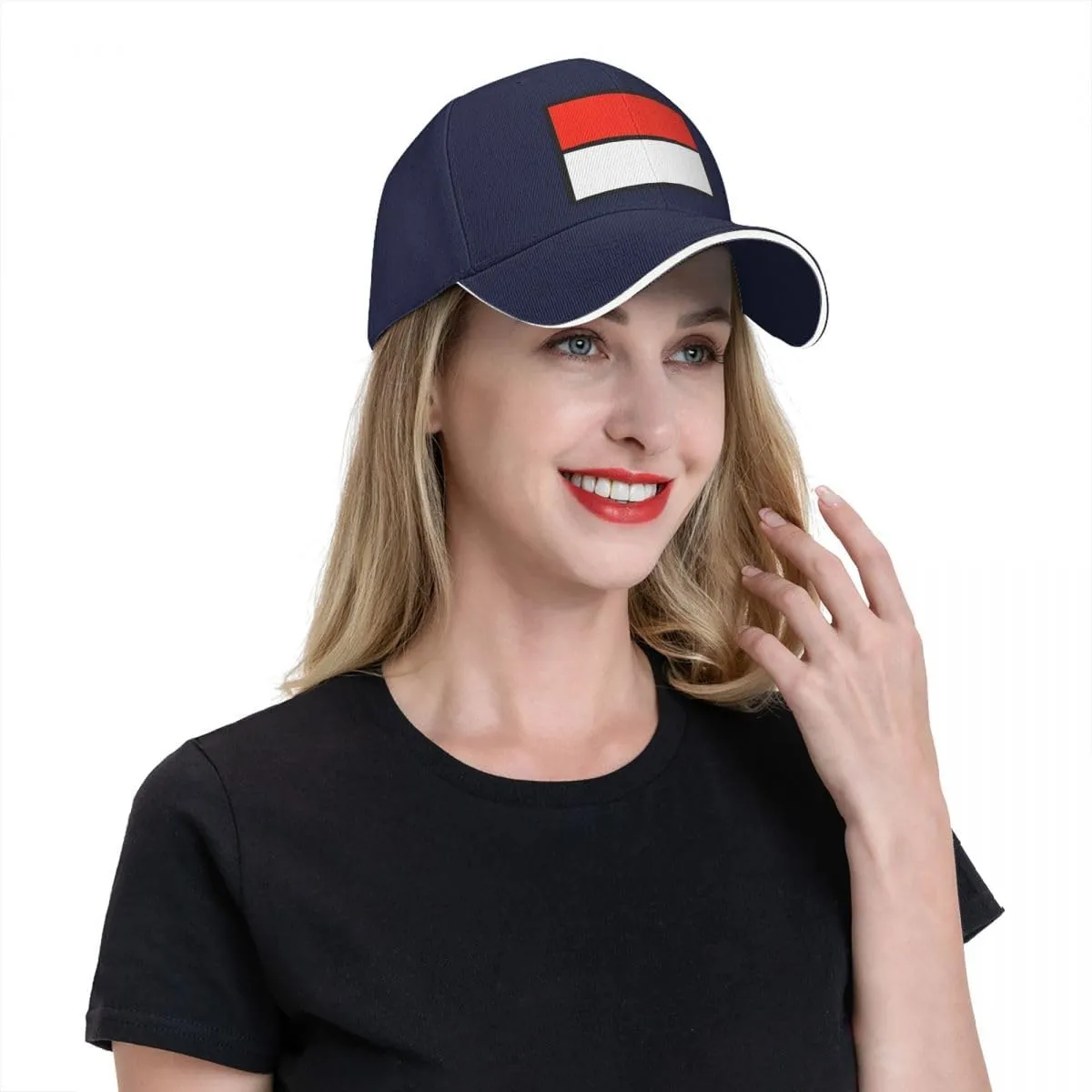 Classic Sandwich Baseball Cap-Indonesia Flag Flat Pattern Adjustable Unisex Sports Hat for Running Outdoor Four Seasons Comfo