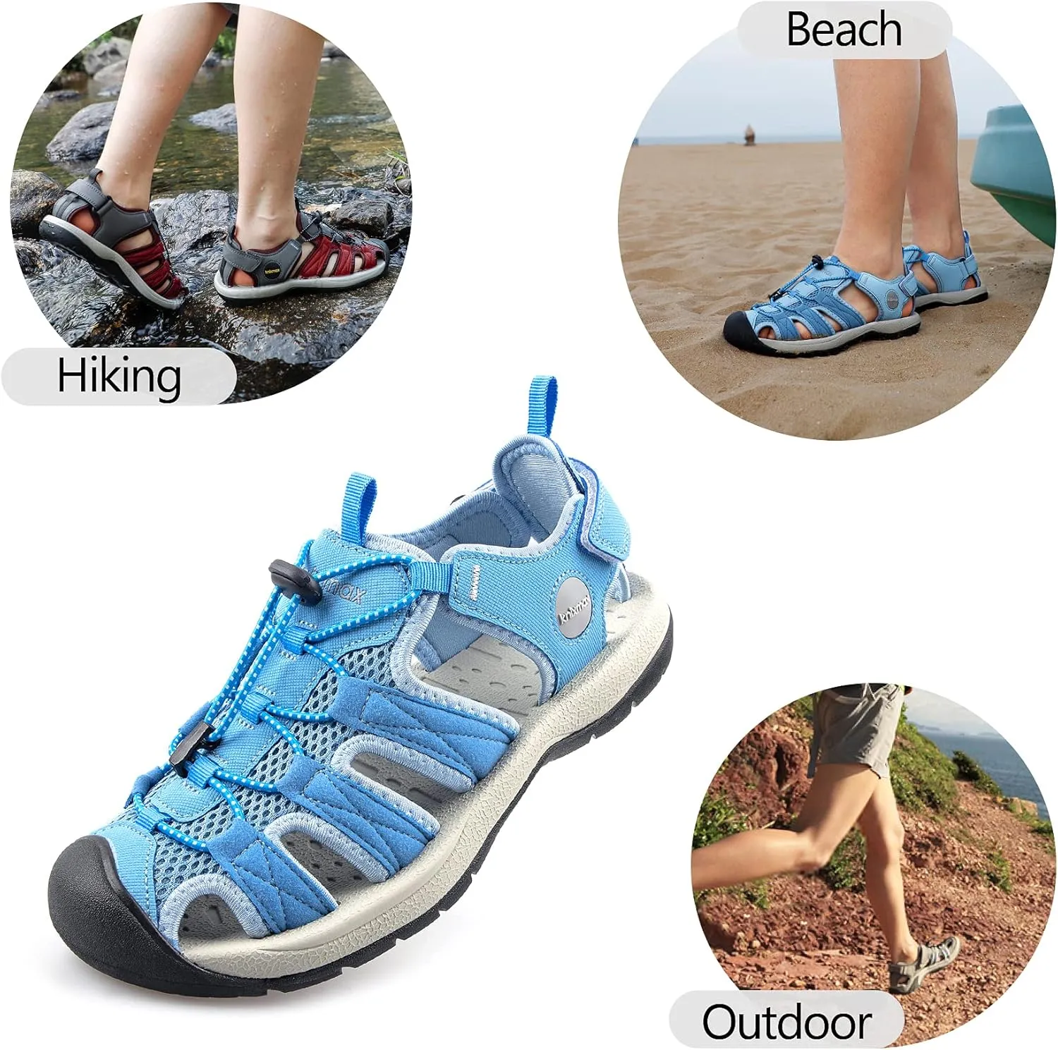Closed Toe Hiking Sandals for Women Sport Sneaker Sandal Outdoor Red Female Lace-up Water Shoes Size 6-10