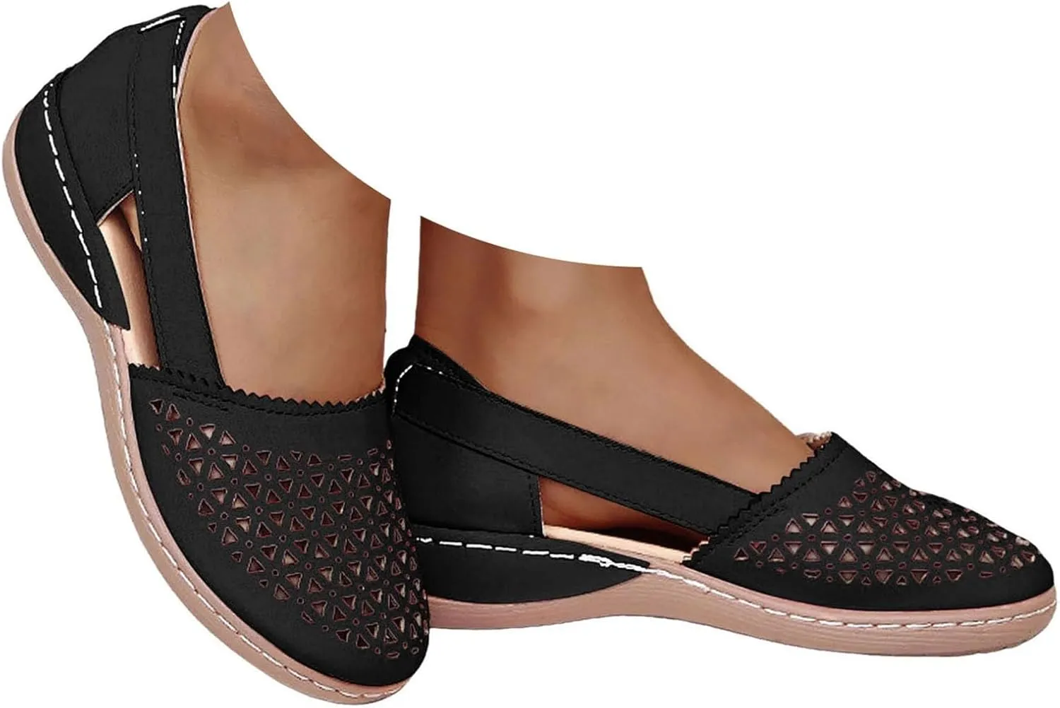 Closed Toe Sandals Women Dressy Heel 2025 Orthopedic Loafers in Breathable soft sole Comfort Hollow Flats Summer Casual Slip On Shoes