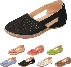 Closed Toe Sandals Women Dressy Heel 2025 Orthopedic Loafers in Breathable soft sole Comfort Hollow Flats Summer Casual Slip On Shoes