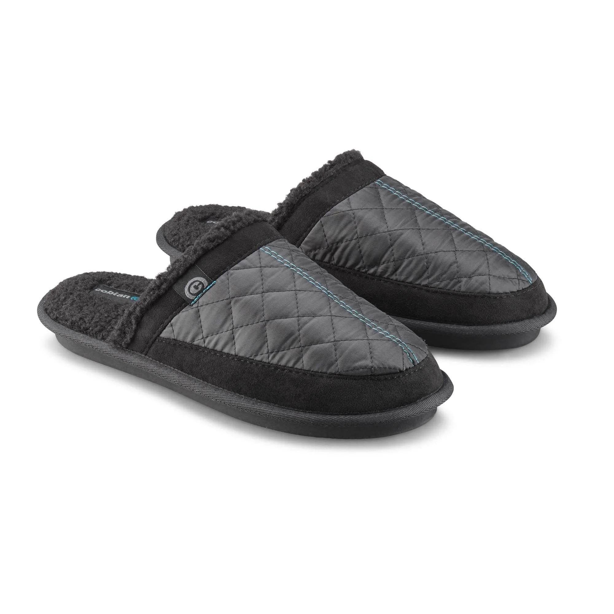 Cobian: Men's Happy Camper Mule - Black Warm and Fuzzy Slipper